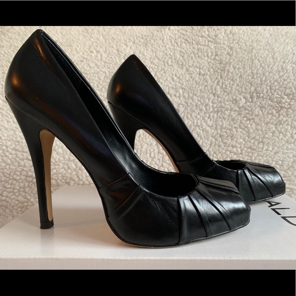 Aldo high heels, black leather, size 8.